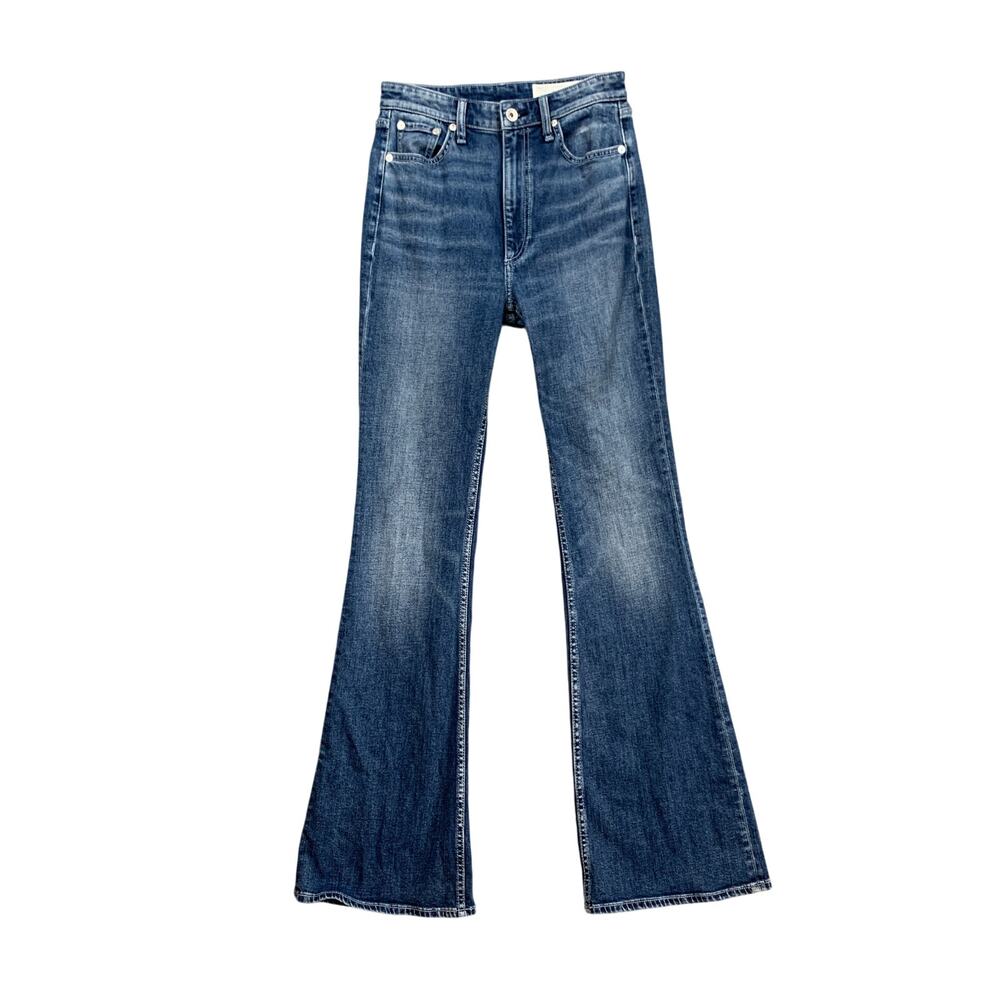 Rag & Bone Jeans Women 26 Blue Casey High Rise Flare Stretch Denim Zip Fly Retro